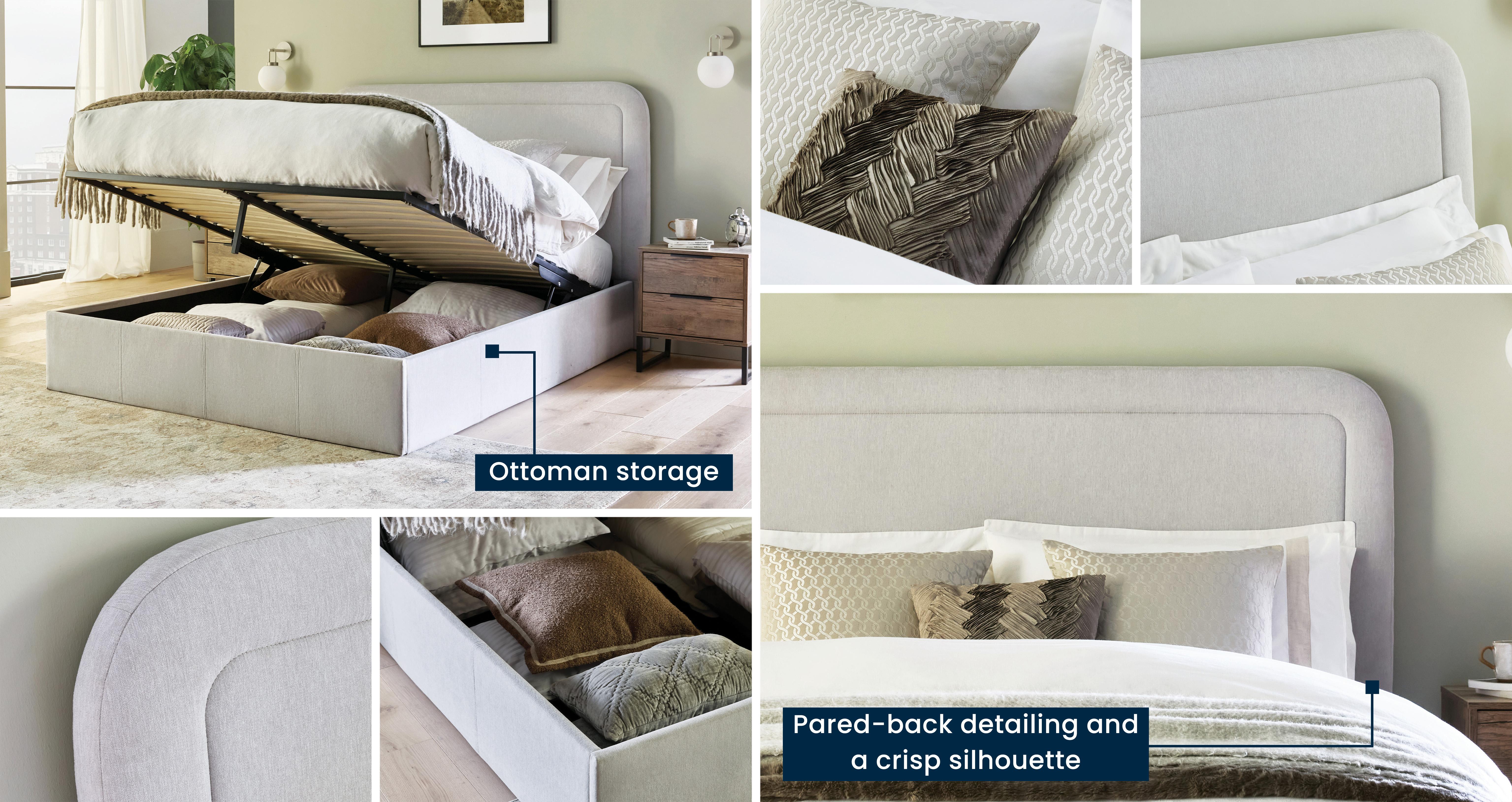 Capri-bed Double Ottoman Bedframe in Capri Woven Grey Grey