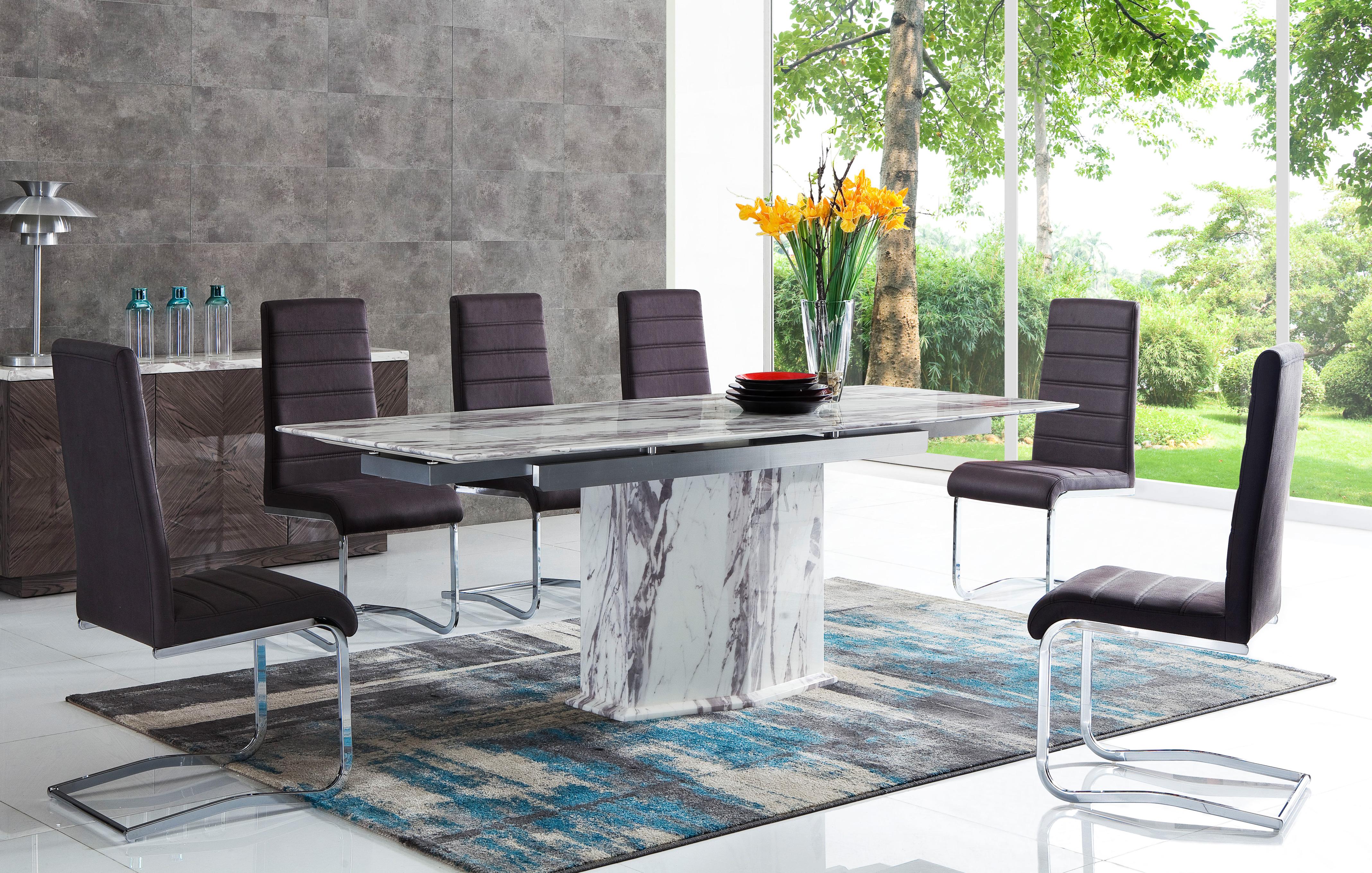 marble table set with chairs