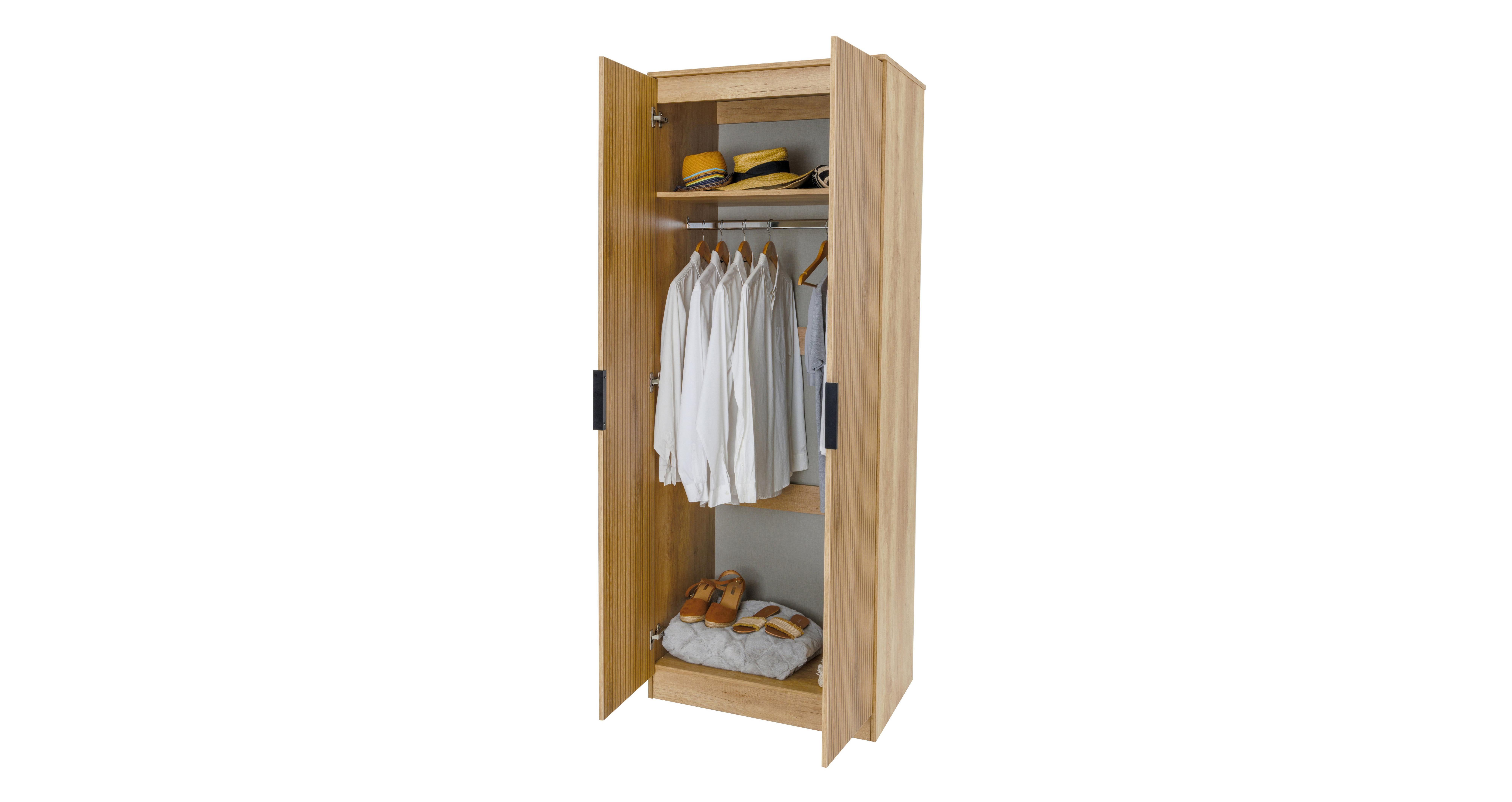 Carta 2 Door Wardrobe in Carta Slatted Slatted Oak