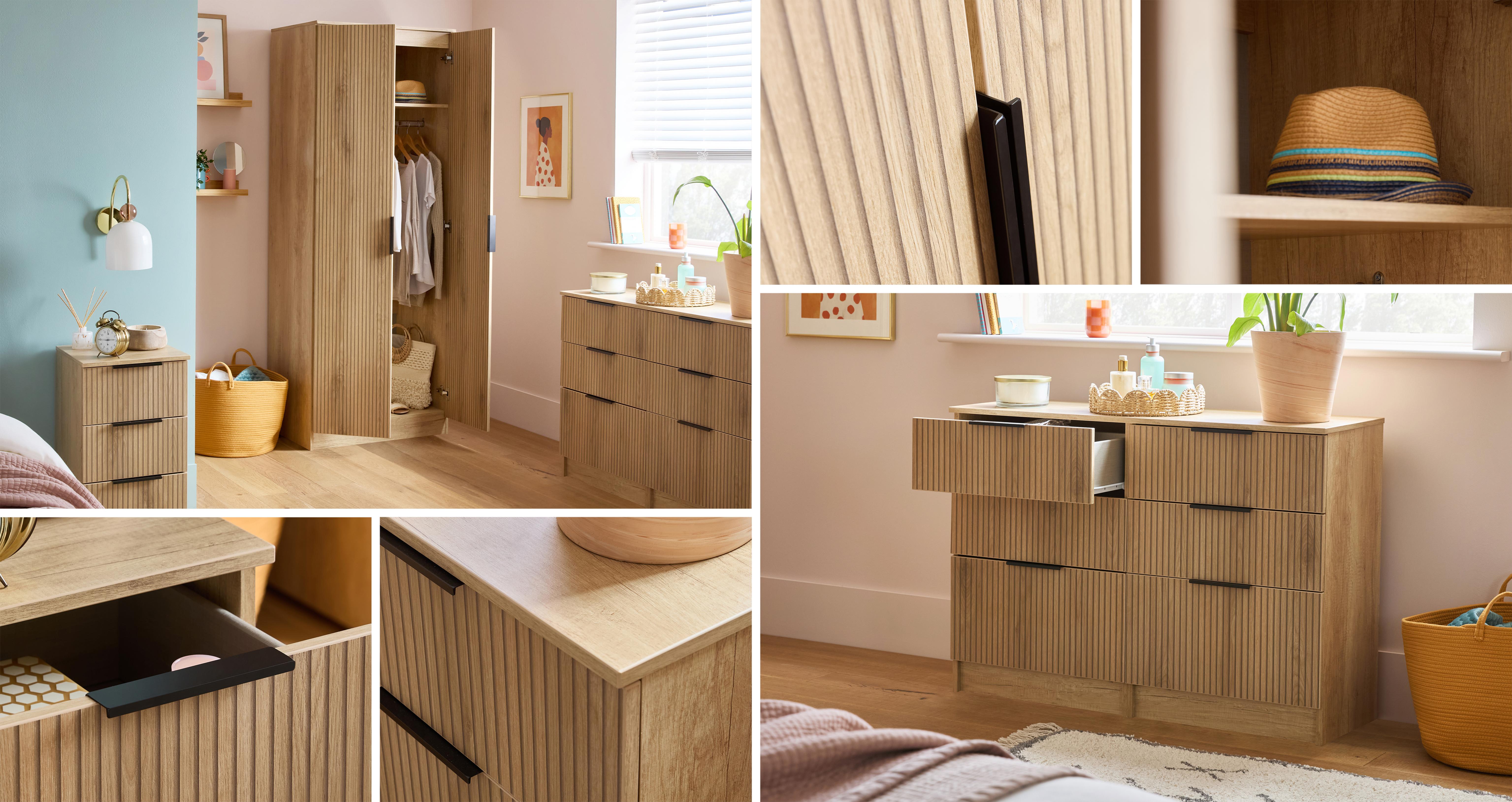 Carta 2 Door Wardrobe in Carta Slatted Slatted Oak