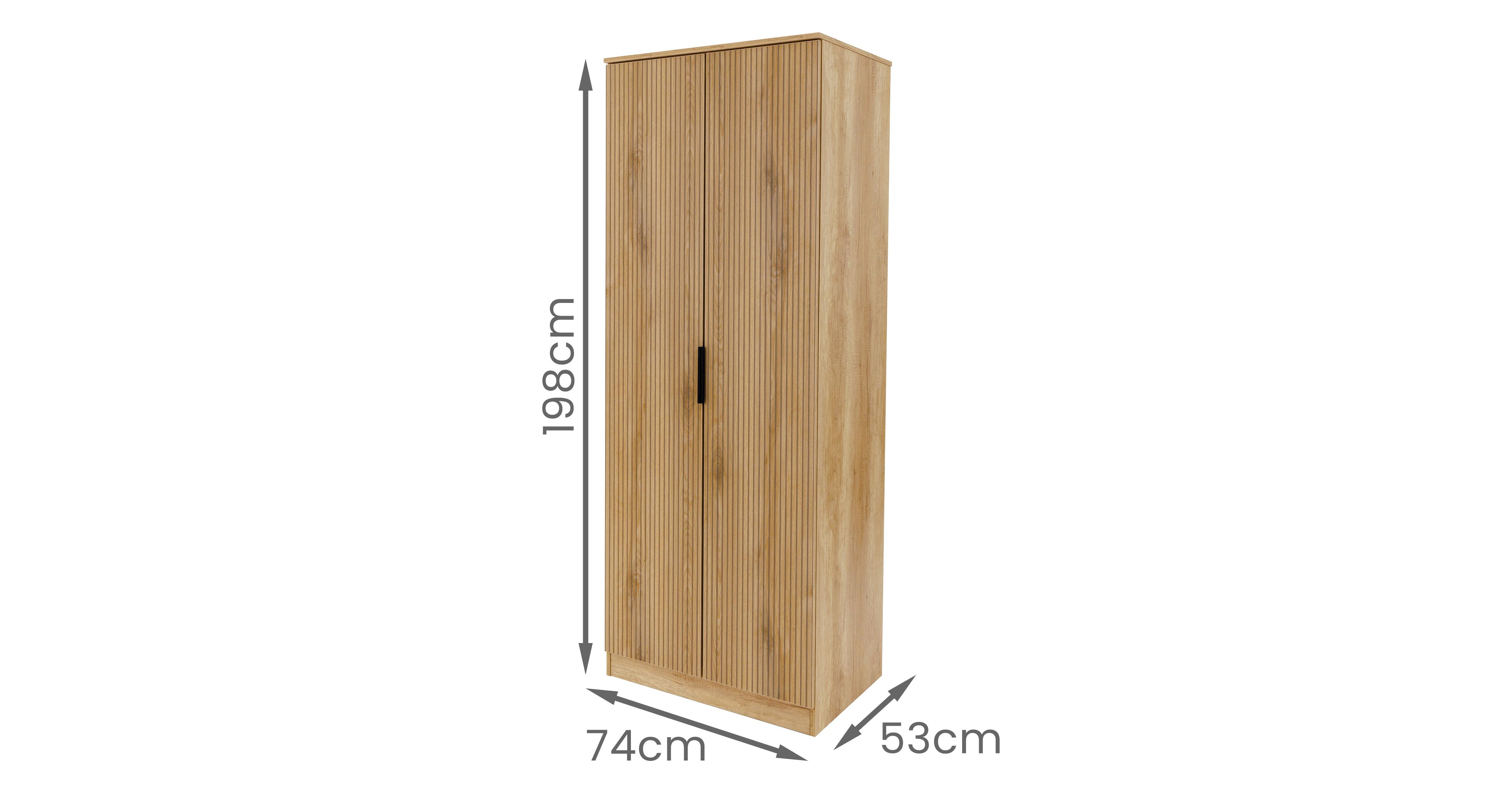 Carta 2 Door Wardrobe in Carta Slatted Slatted Oak