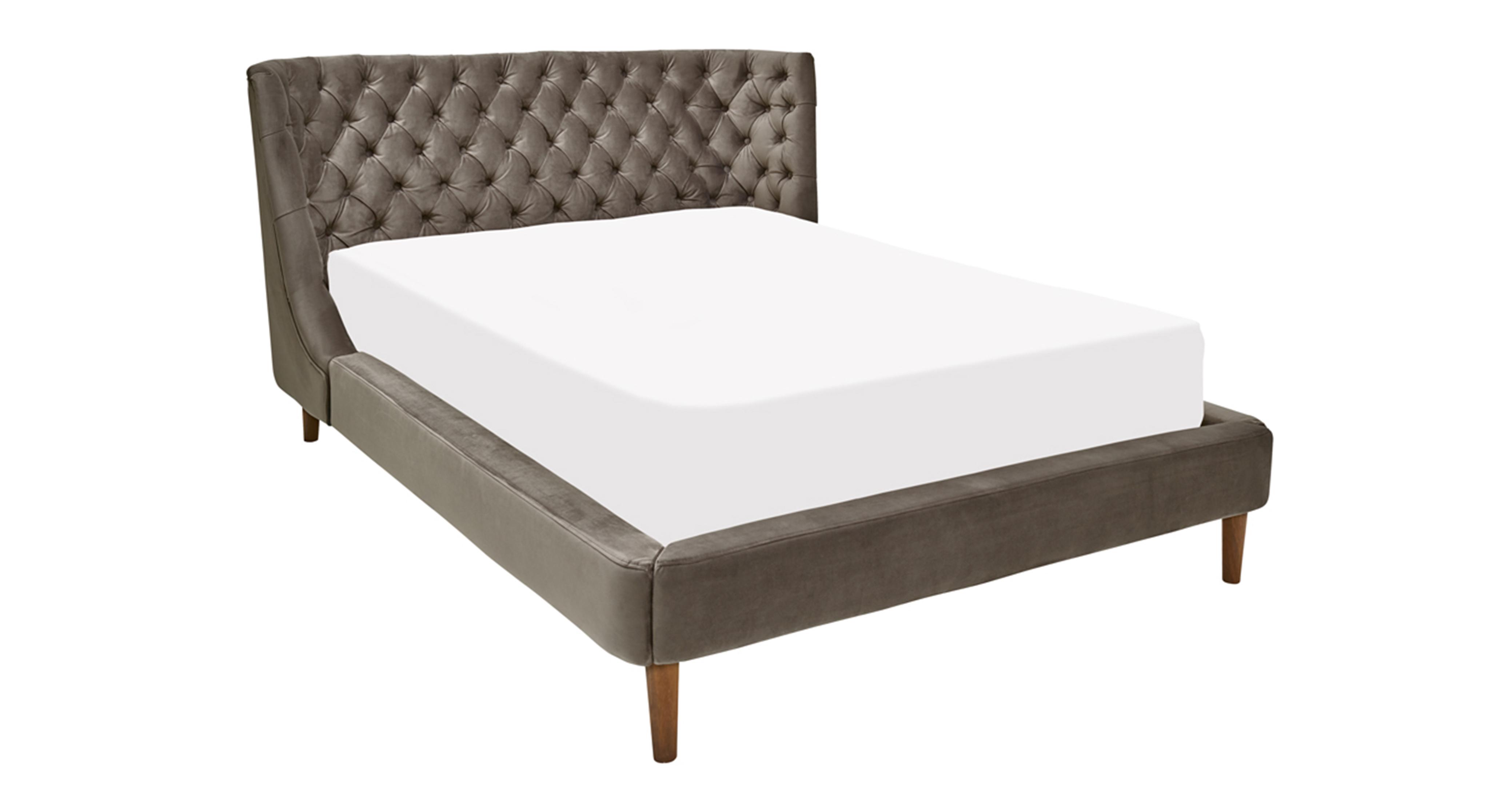 DFS Dwell Double Bedframe Cavendish Grey Velvet Velvet
