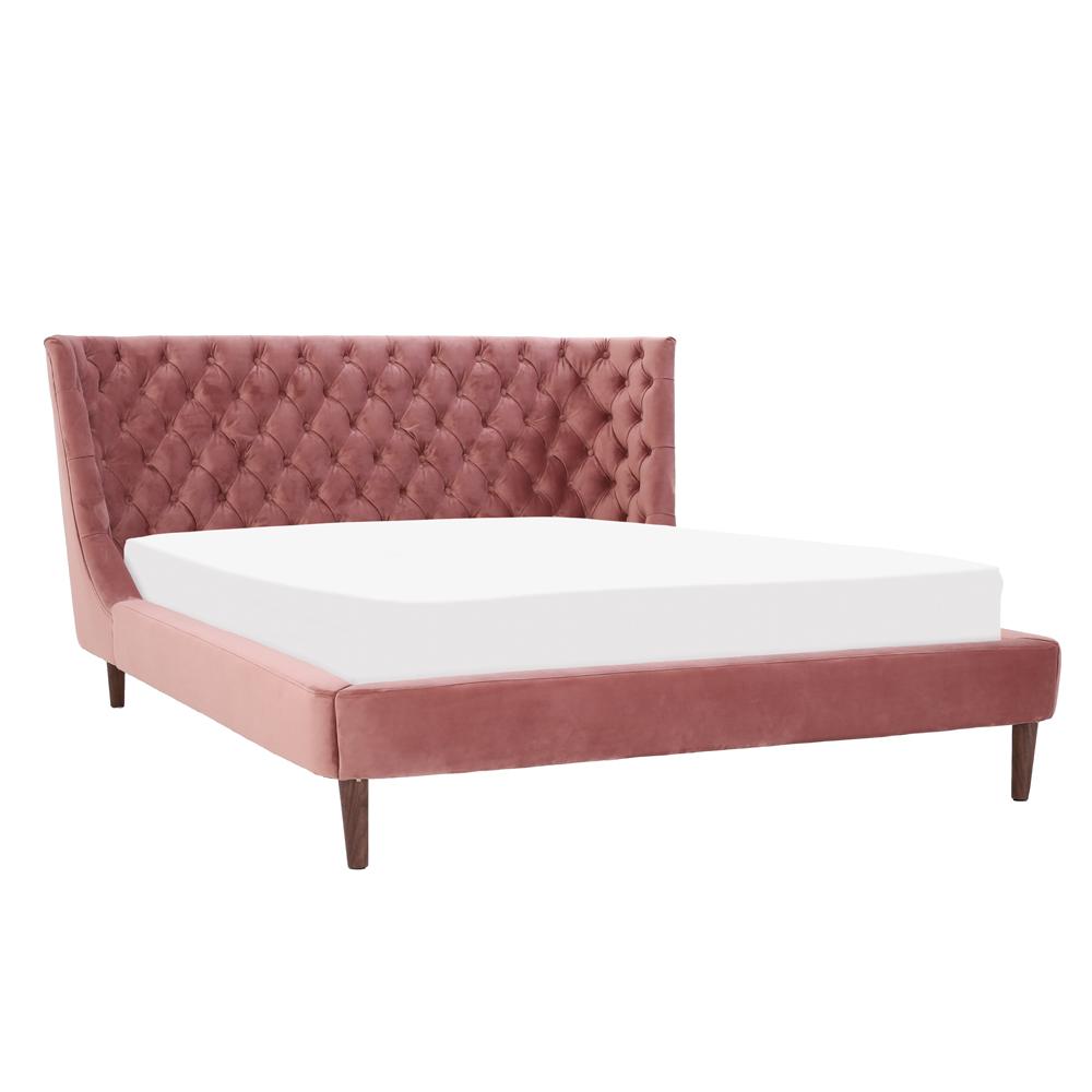 DFS Dwell Double Bedframe Cavendish Pink Velvet Velvet