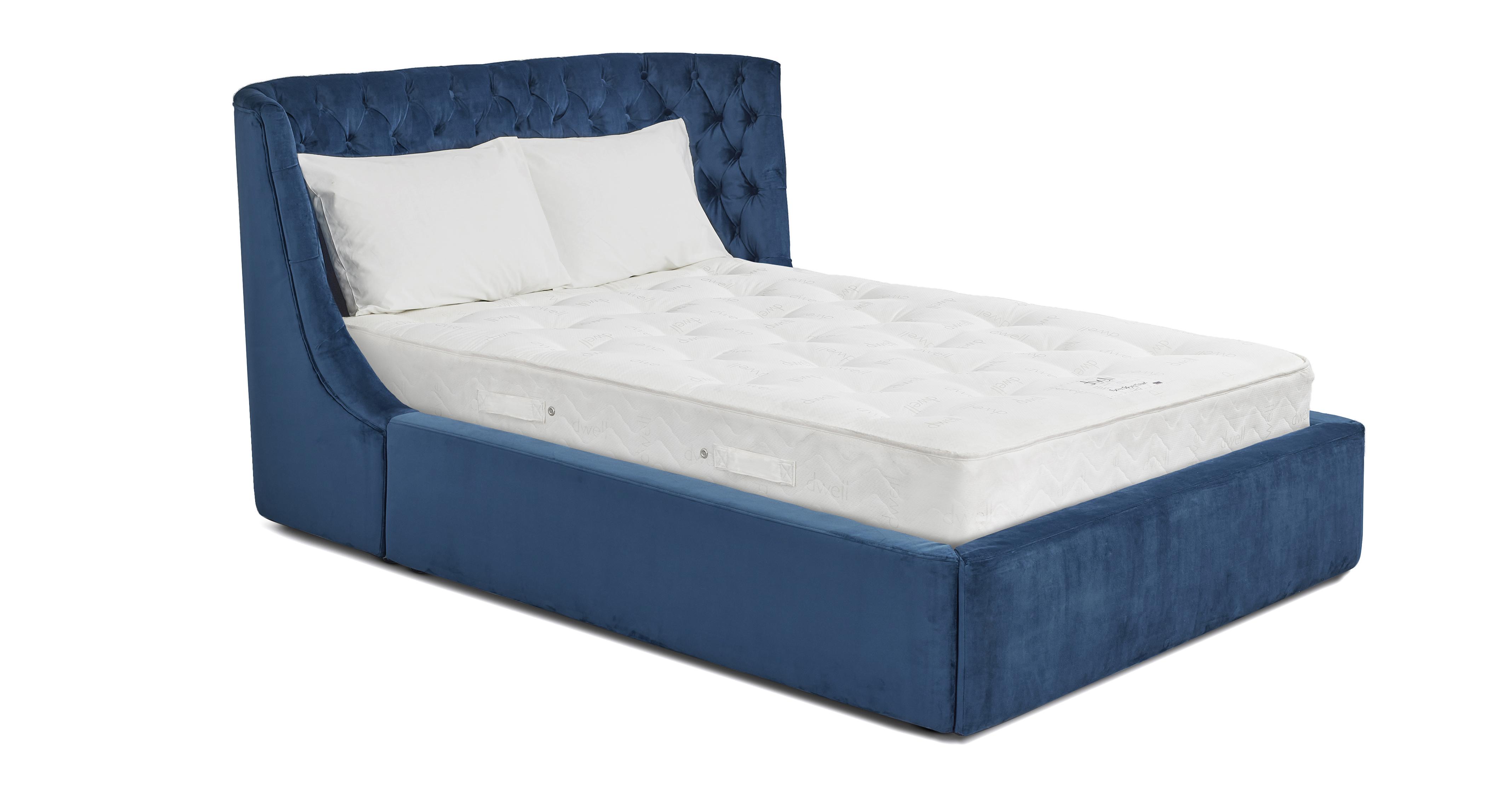 DFS Dwell Double Ottoman Bedframe Cavendish Blue Velvet Velvet