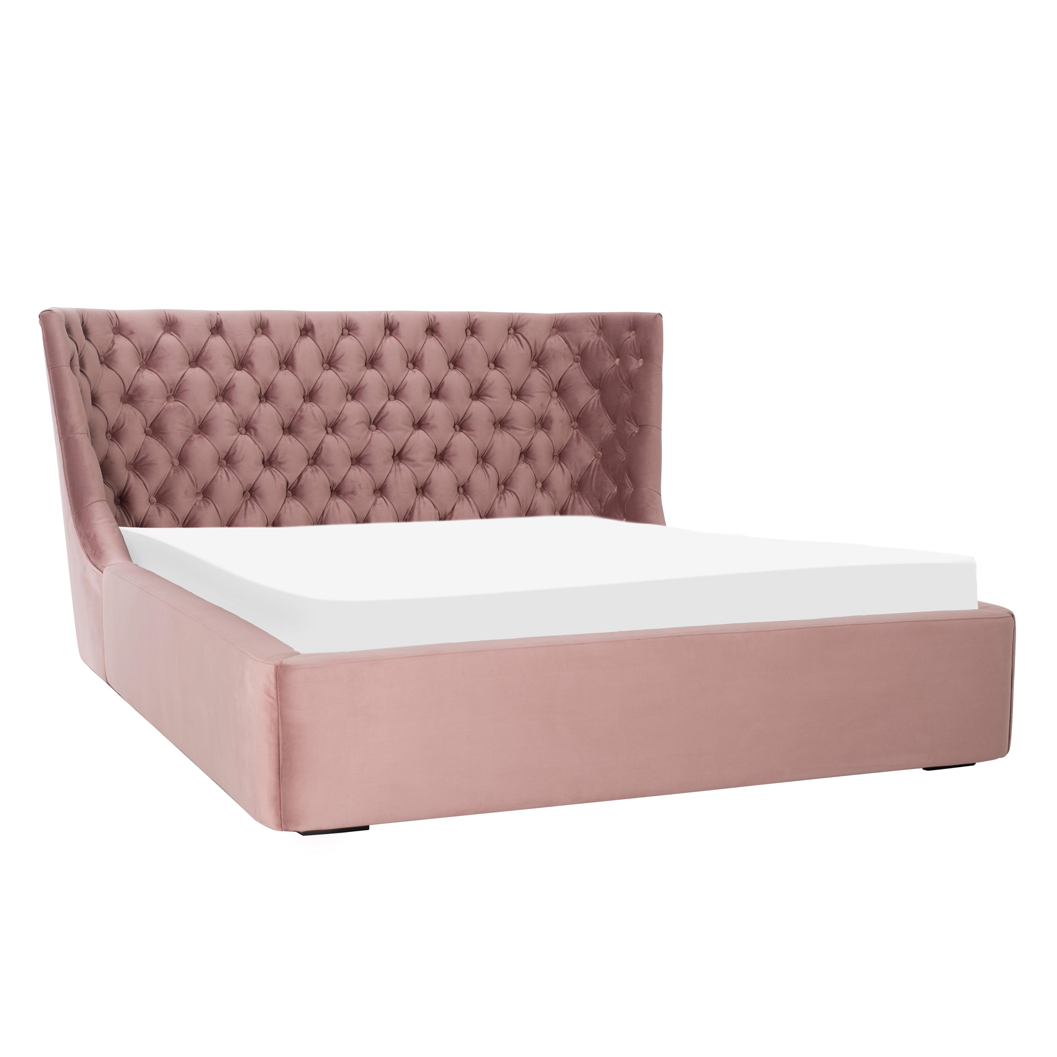 DFS Dwell Double Ottoman Bedframe Cavendish Pink Velvet Velvet