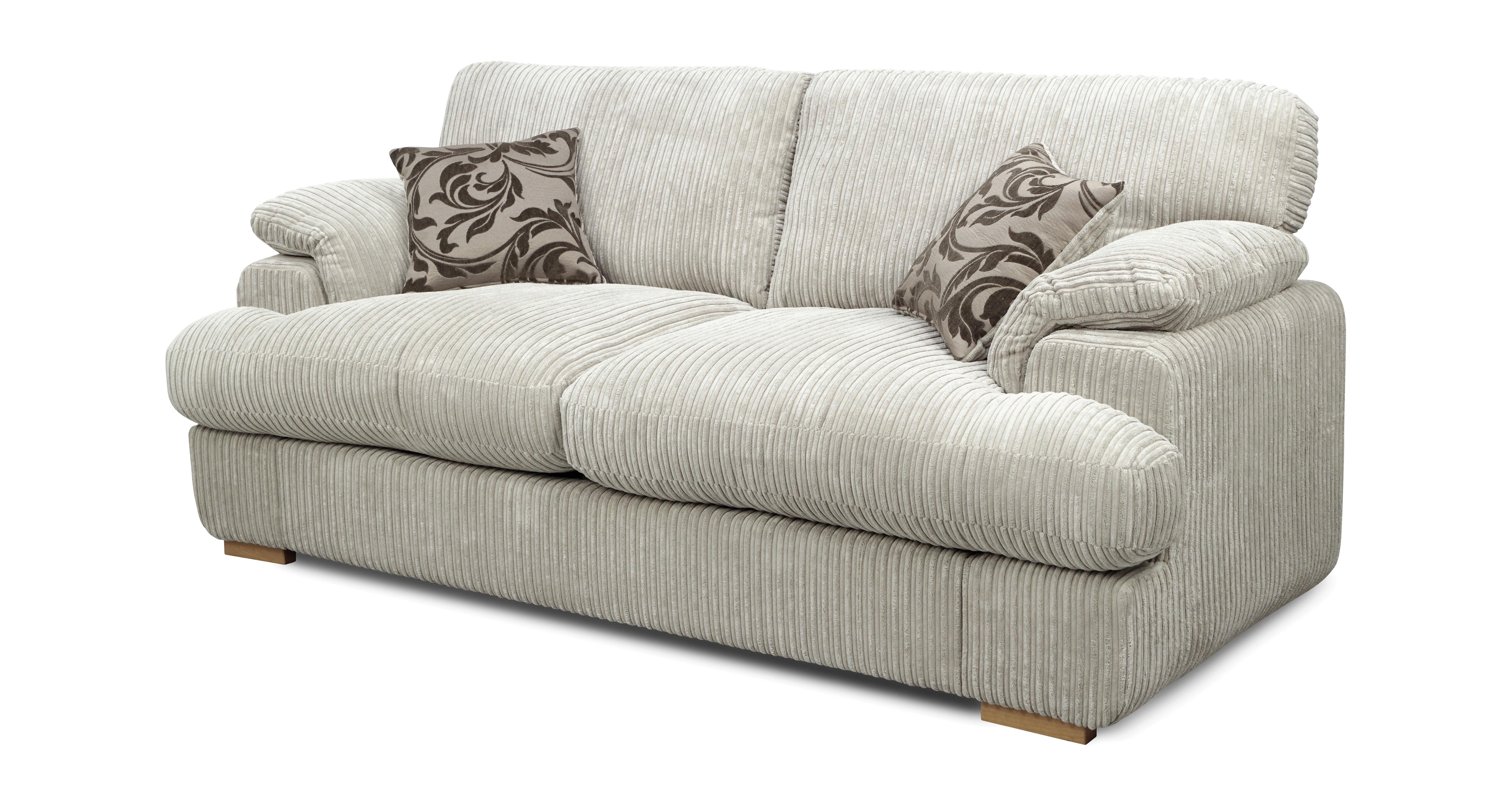 Celine 3 Seater Formal Back Deluxe Sofa Bed in Celine Mink and Mocha with Light Wood feet
