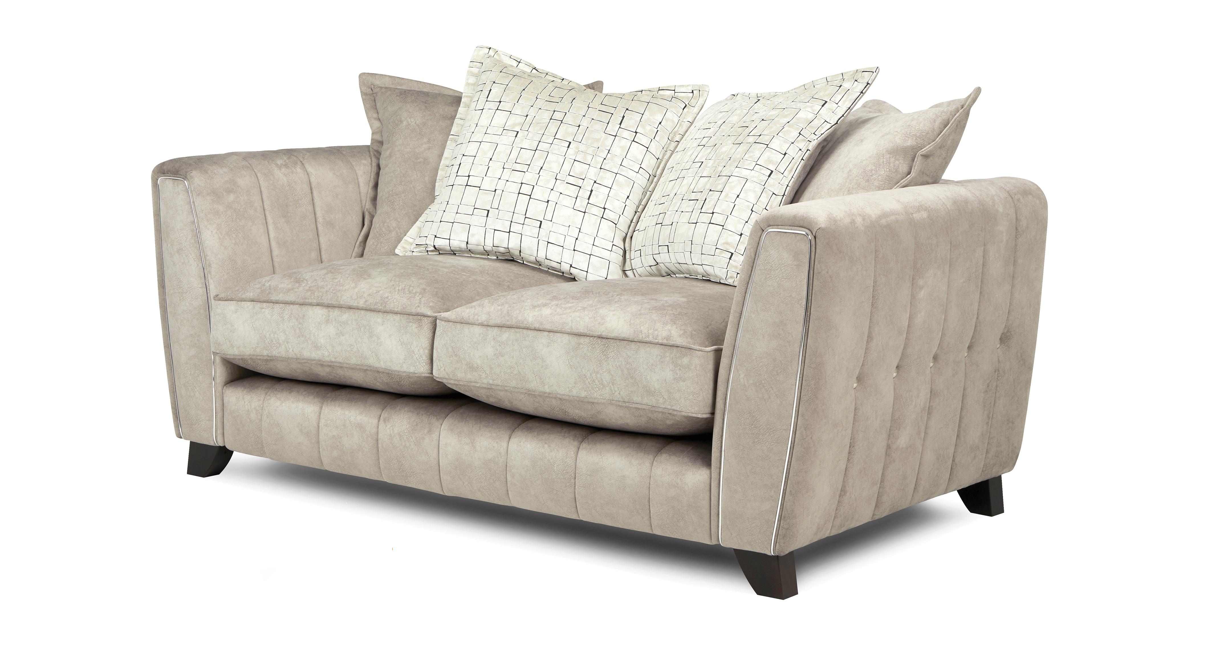 Metallic Piped Pillow Back 2 Seater Sofa
