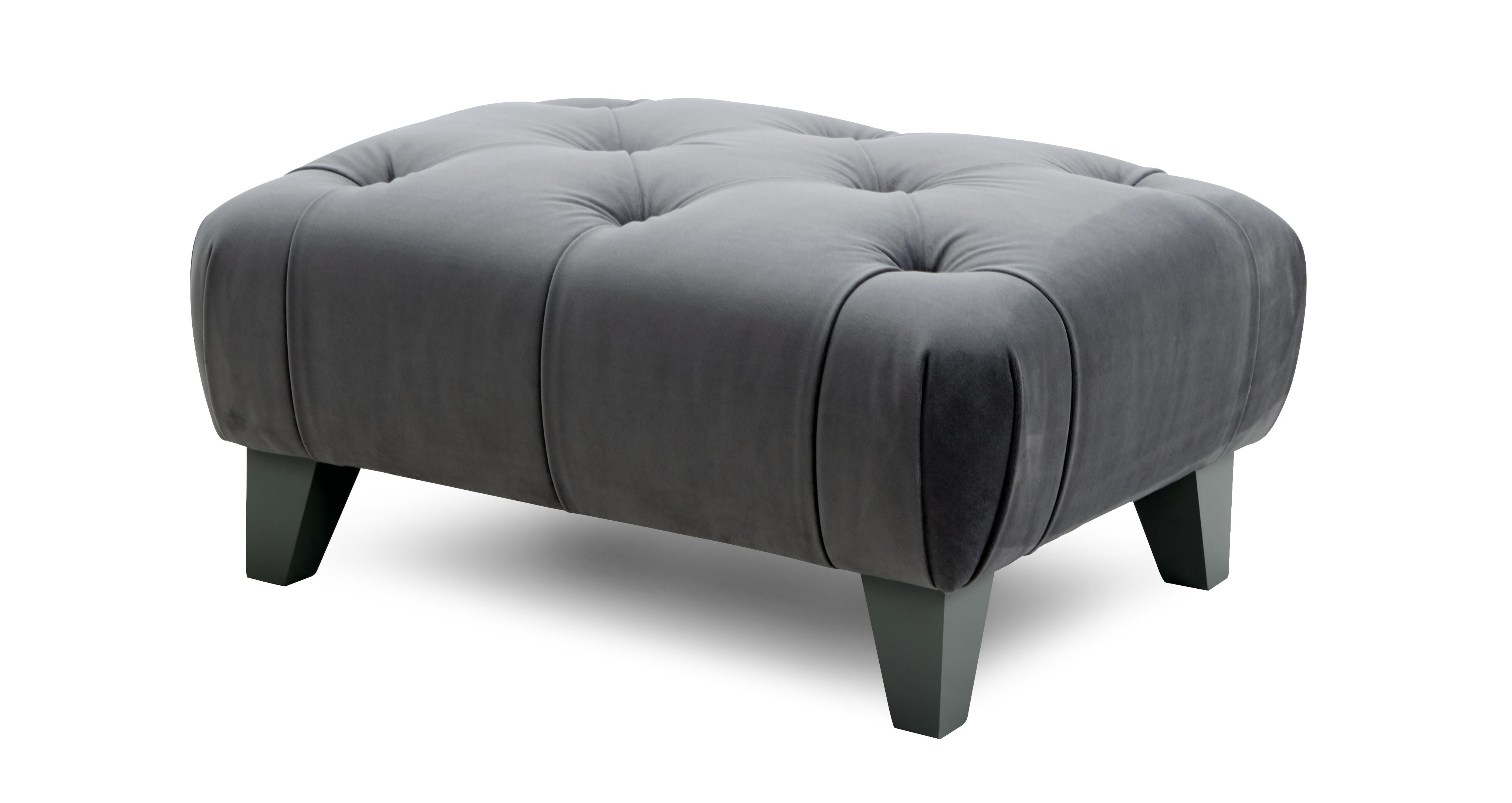 Churchill Velvet Buttoned Footstool DFS