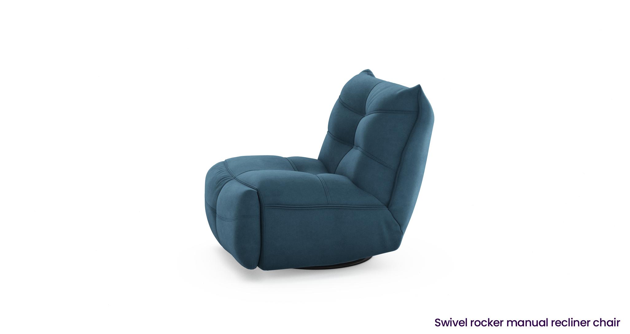 Clarke Velvet Swivel Rocker Manual Recliner Chair DFS