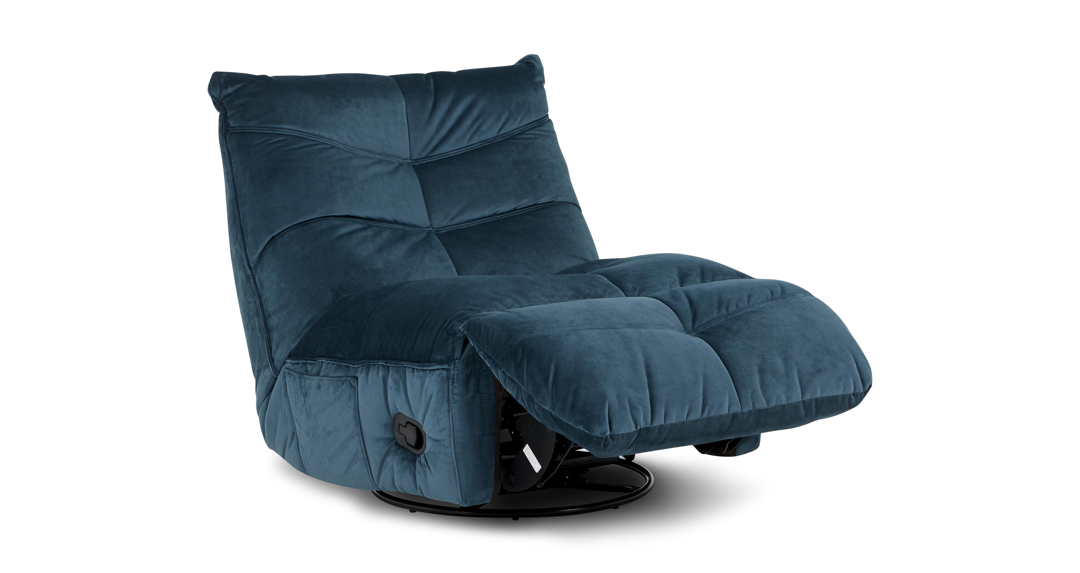 Clarke Velvet Swivel Rocker Manual Recliner Chair DFS