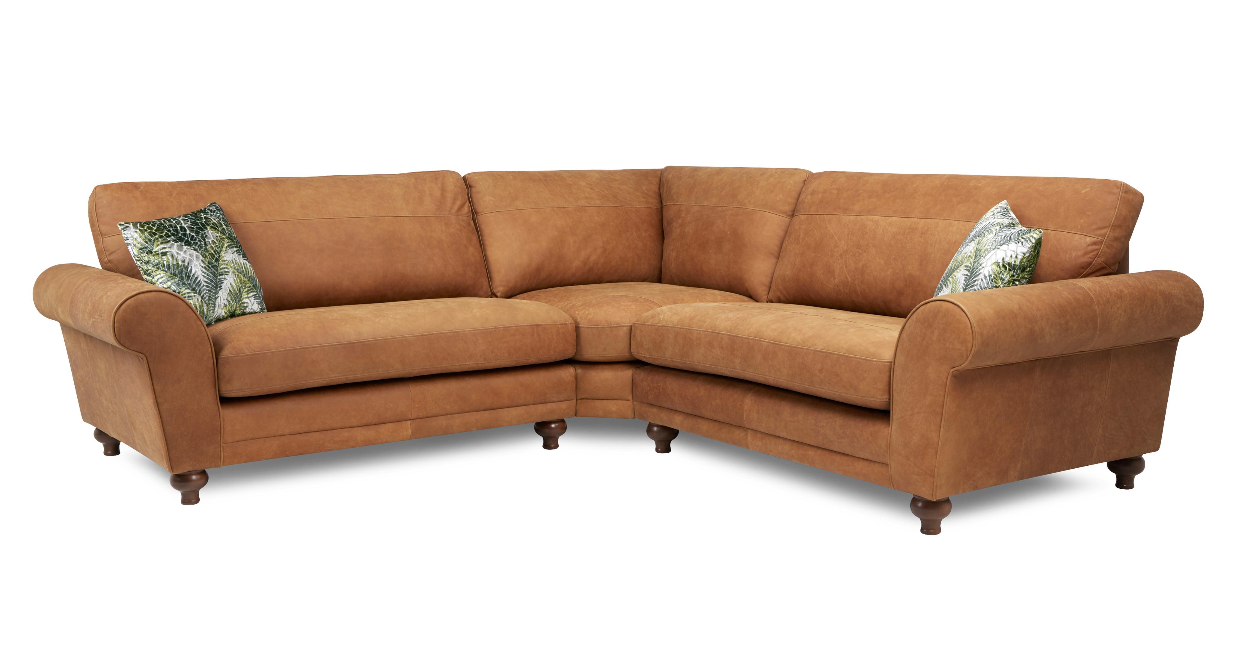 DFS ;leather corner sofa + ottoman, € 1,750