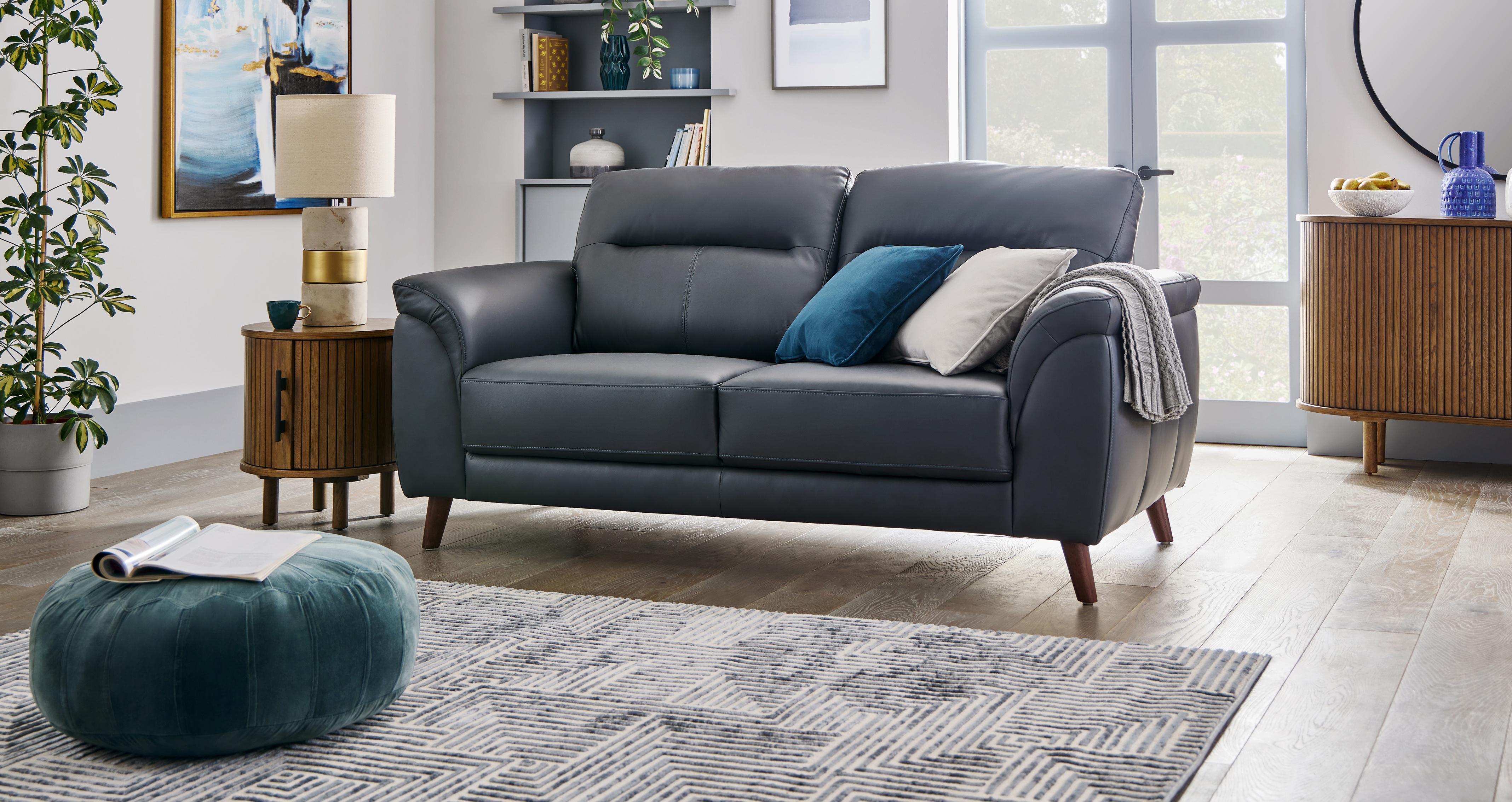 Coben-express 2 Seater Sofa in Coben Express Leather Midnight