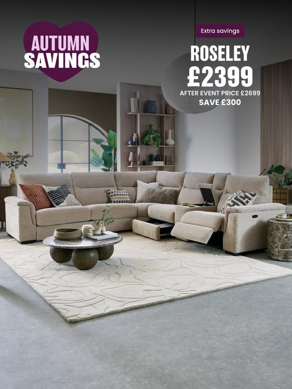 beige corner sofa with extra storage spaces on a cream carpet