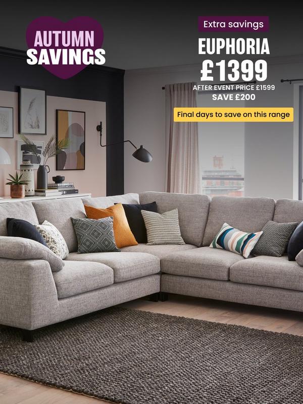 Grey corner sofa with a selection of scatter cushions 
