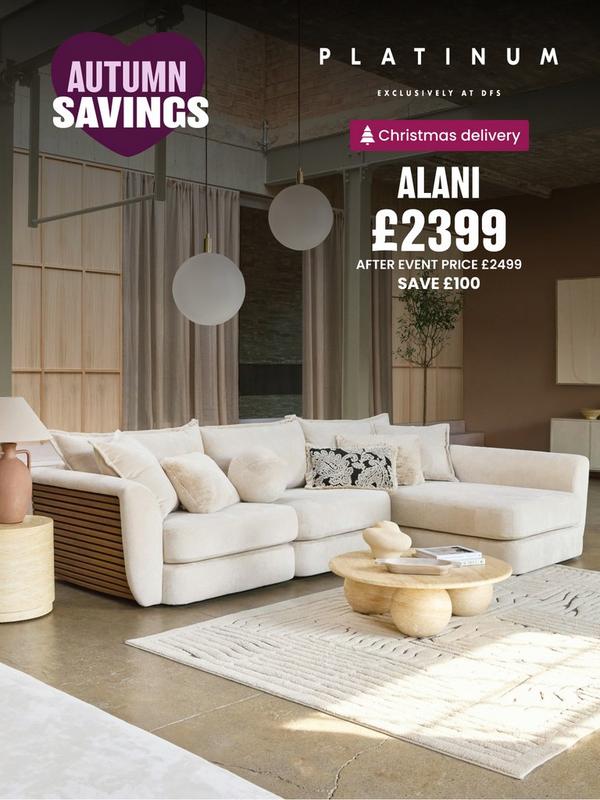 cream chaise end sofa with wooden slat detail on side panel
