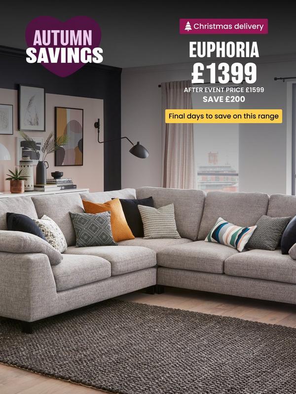 Grey corner sofa with a selection of scatter cushions 