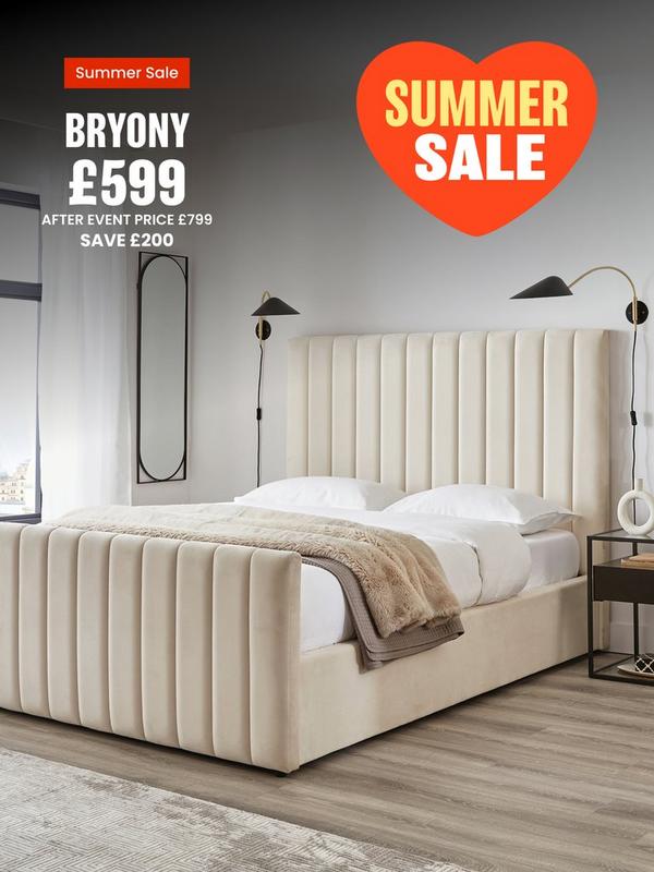 cream large side ottoman bed
