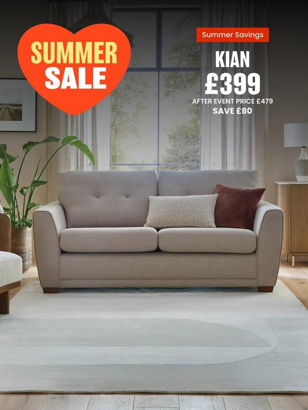 Light grey sofa with complimenting scatter cushions and a chair and plant 