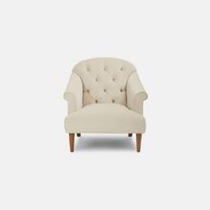 Ivory accent chair with button back detail