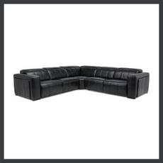 Black leather corner sofa