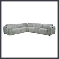 Light grey corner recliner sofa with storage console