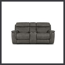 Dark grey fabric recliner sofa with cup holders