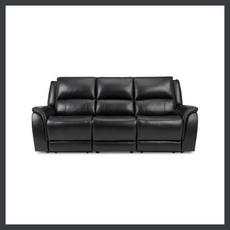 Black leather 3 seater recliner sofa