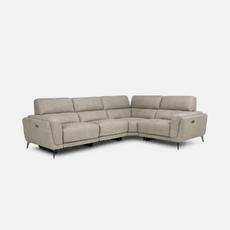 Beige power recliner corner sofa