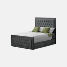 dark grey buttoned divan bed