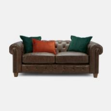 brown leather chestefield sofa