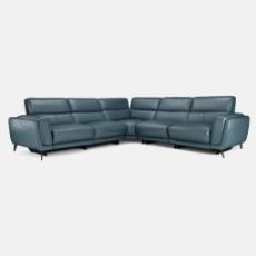pale blue leather corner sofa