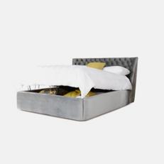 light grey buttoned ottoman bed