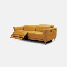 Yellow leather power recliner sofa