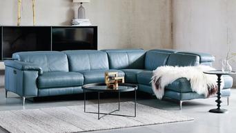 Dfs navy shop leather sofa