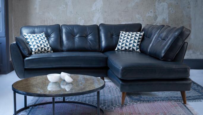 Dfs navy shop leather sofa