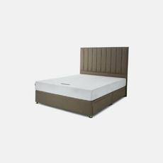 Olive green bed with headboard and mattress