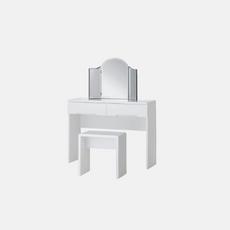 white vanity table with chair and mirror