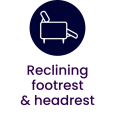 An icon for a reclining footrest and headrest