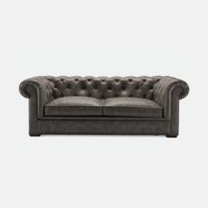branded brown leather chesterfield sofa