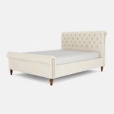 cream bed button headboard