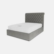 grey ottoman bed with button headboard