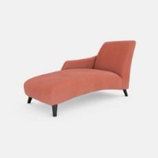 orange chaise chair with black legs