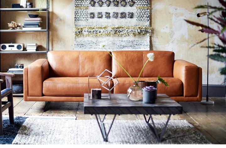 Chestnut store leather couch