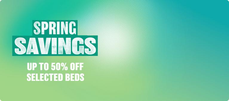green banner with spring savings