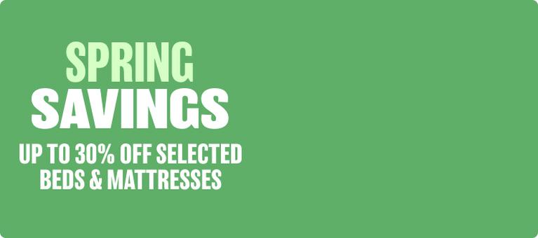 green banner with spring savings