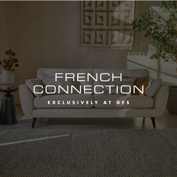 cream boucle sofa set inside a neutral living with the french connection over the top
