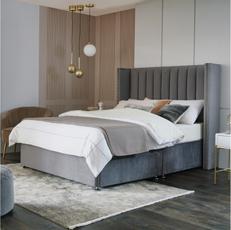 grey velvet divan bed 