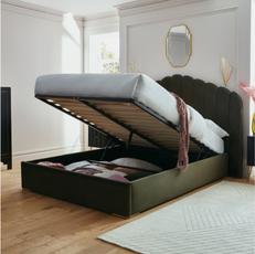 green velvet ottoman bed