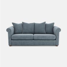 blue fabric pillow back sofa