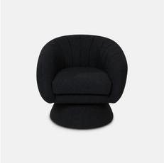 black boucle swivel accent chair